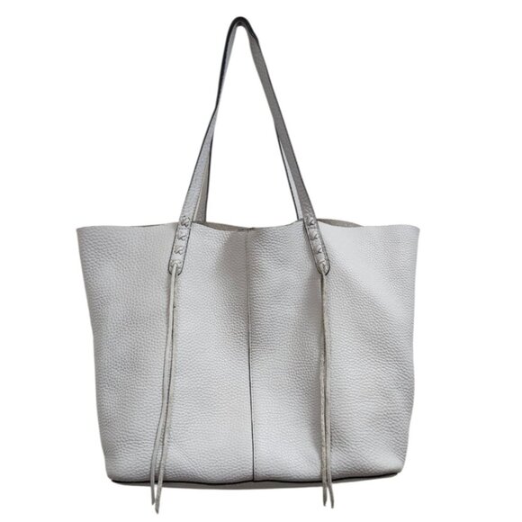 Rebecca Mincoff Large Gray Leather Tote Bag – Textured Pebbled Design, Everyday - Picture 4 of 12